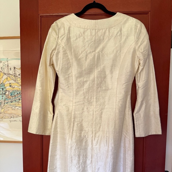 Cream Raw Silk mid Length Jacket - Picture 4 of 5